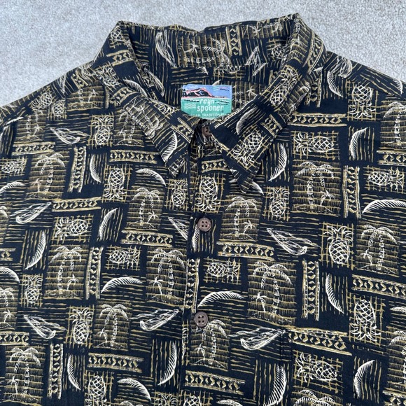 Reyn Spooner Mens XXL Hawaiian Button Up Shirt Tropical Print Rayon Aloha